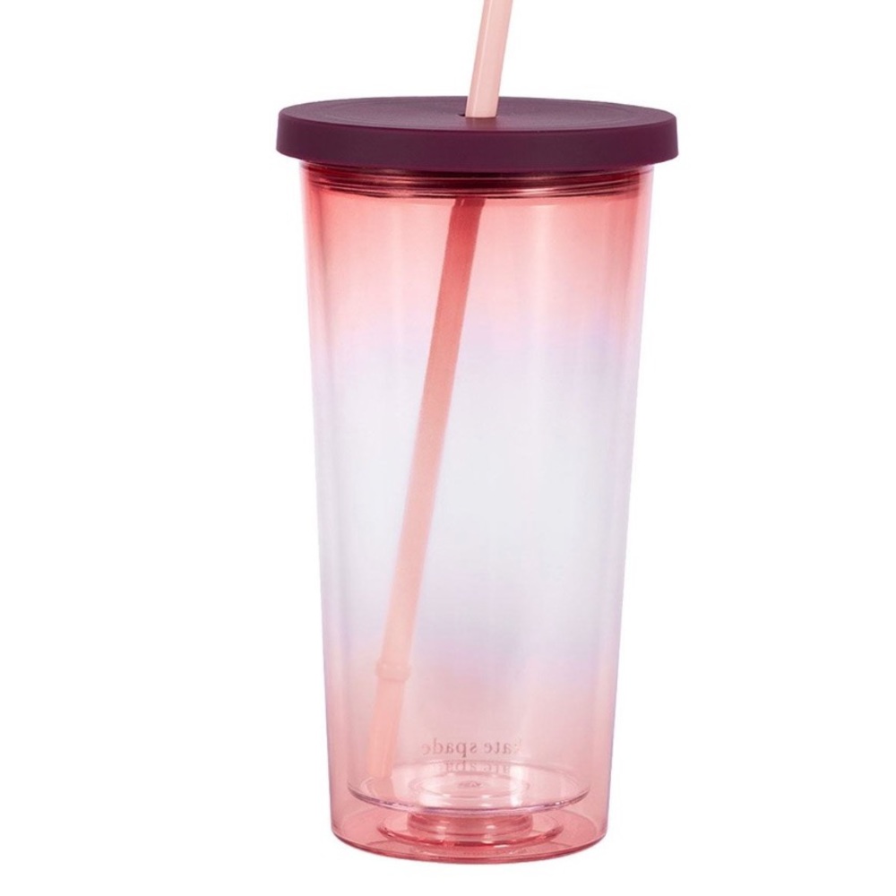 Kate Spade Pink Ombré Tumbler With Straw